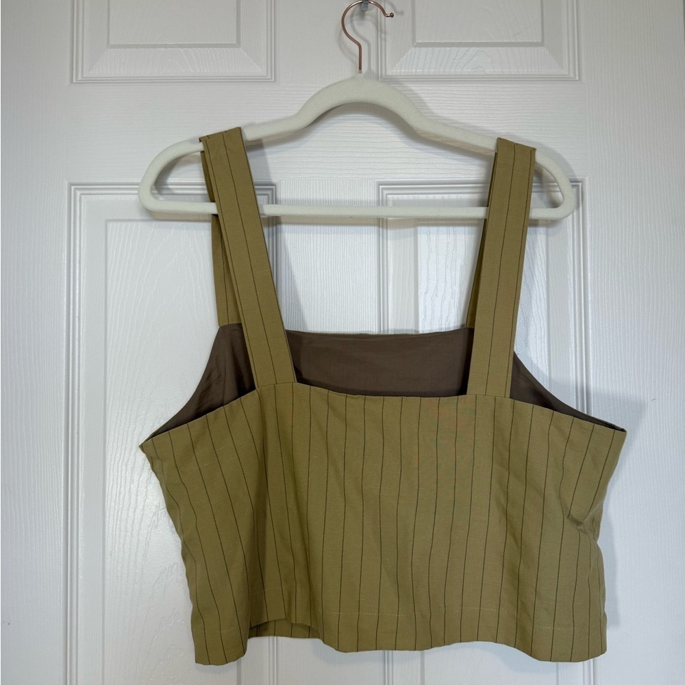 Frank & Oak The Shell linen Lyocell blend striped cropped  top- NWOT- size XL - Picture 3 of 7